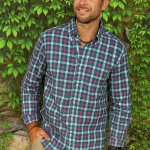 PETER MILLAR Plaid Button-Down Oxford, XL